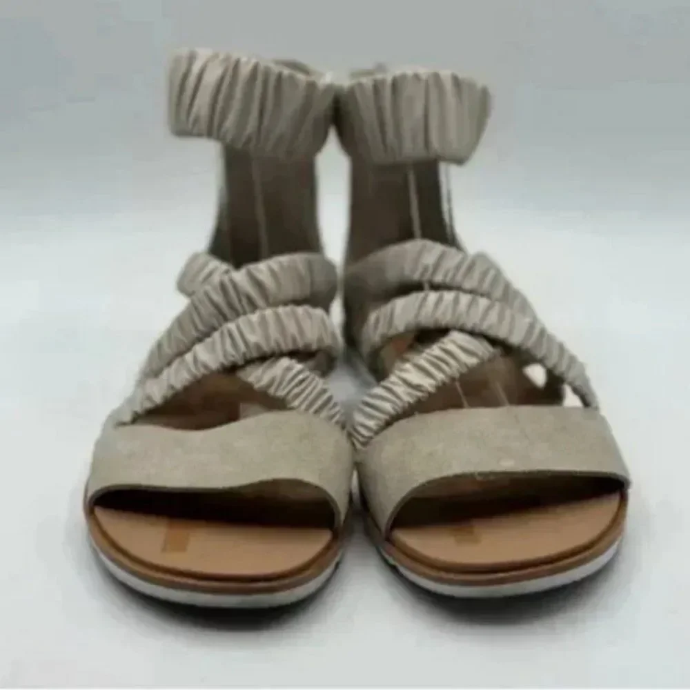 Sorel Women's Ella II Ankle Strap Leather Upper Sandals in Taupe Size 9.5